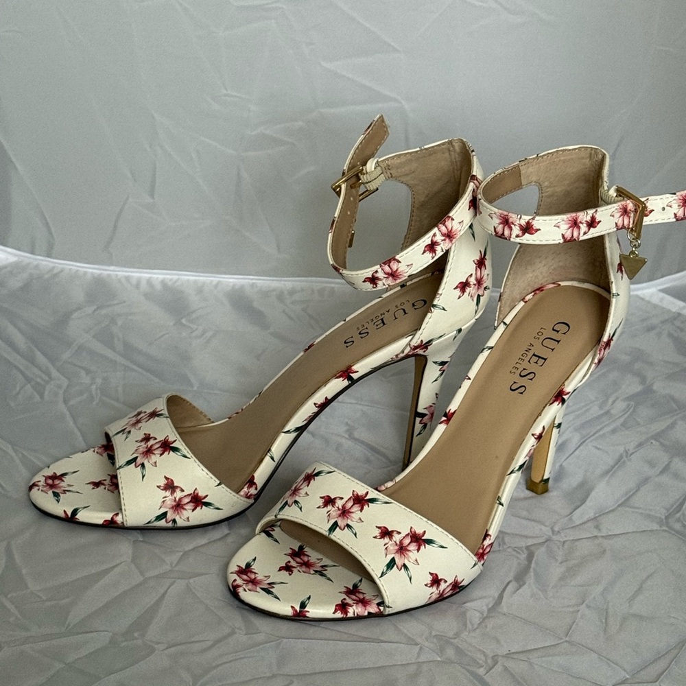 Guess Floral Cream and Red Heels